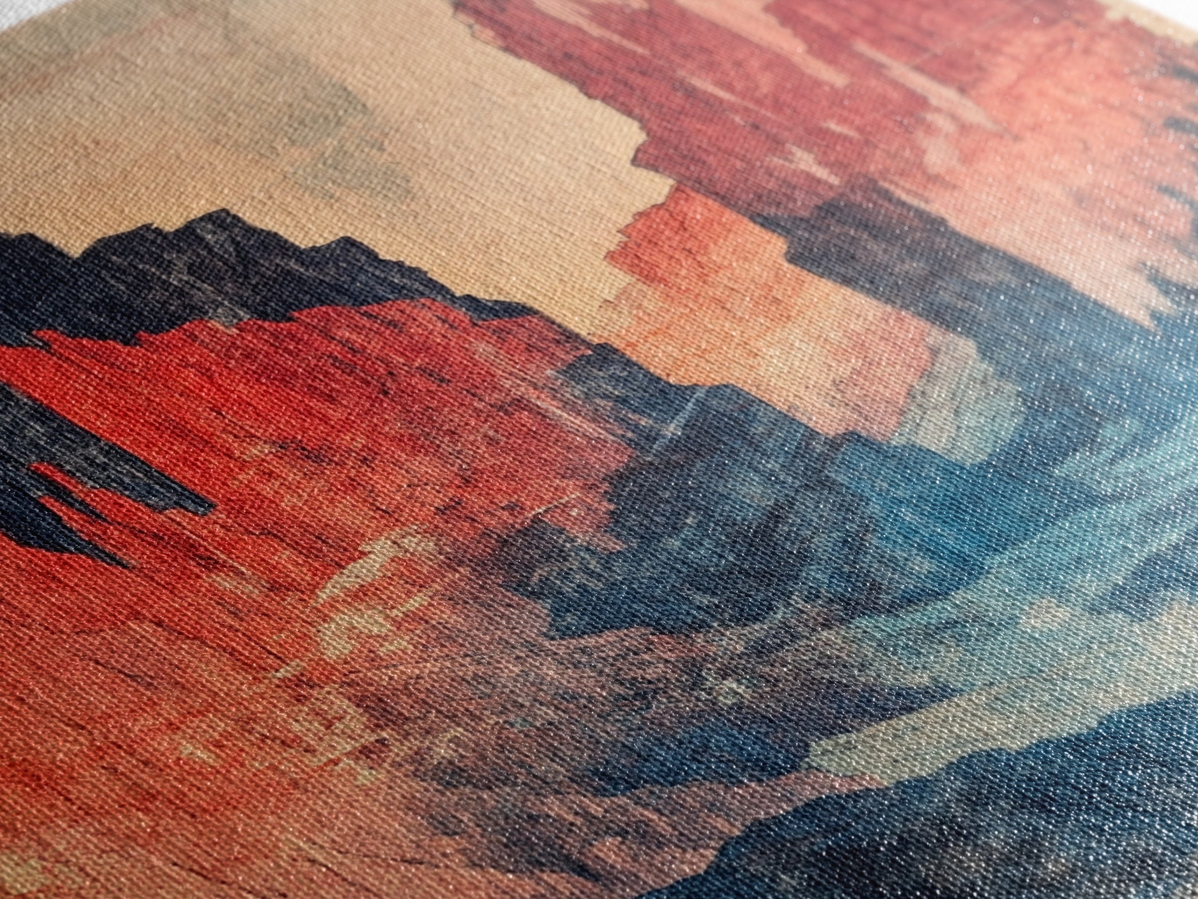Abstract Red Canyon Wall Art, Modern Landscape Canvas Print, Southwestern Decor, Large Living Room Art, Office Decor Gift