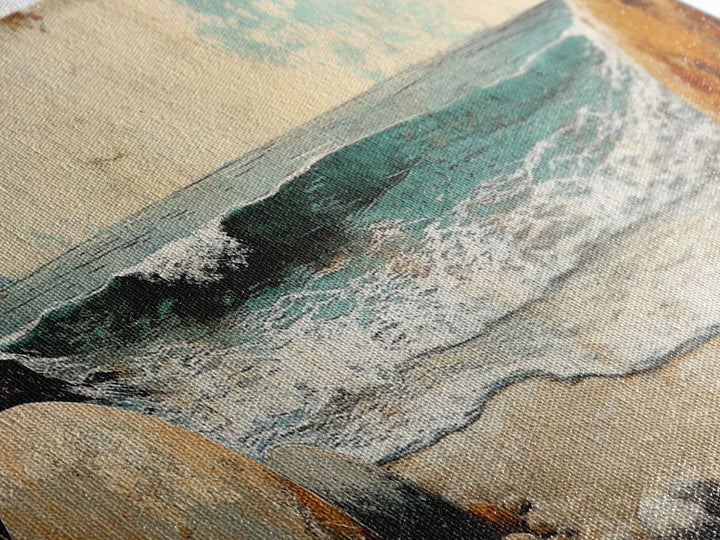 Rocky Ocean Beach Cove Wall Art, Coastal Canvas Print, Seascape Landscape, Nautical Decor, Beach House Living Room Art, Gift For Her