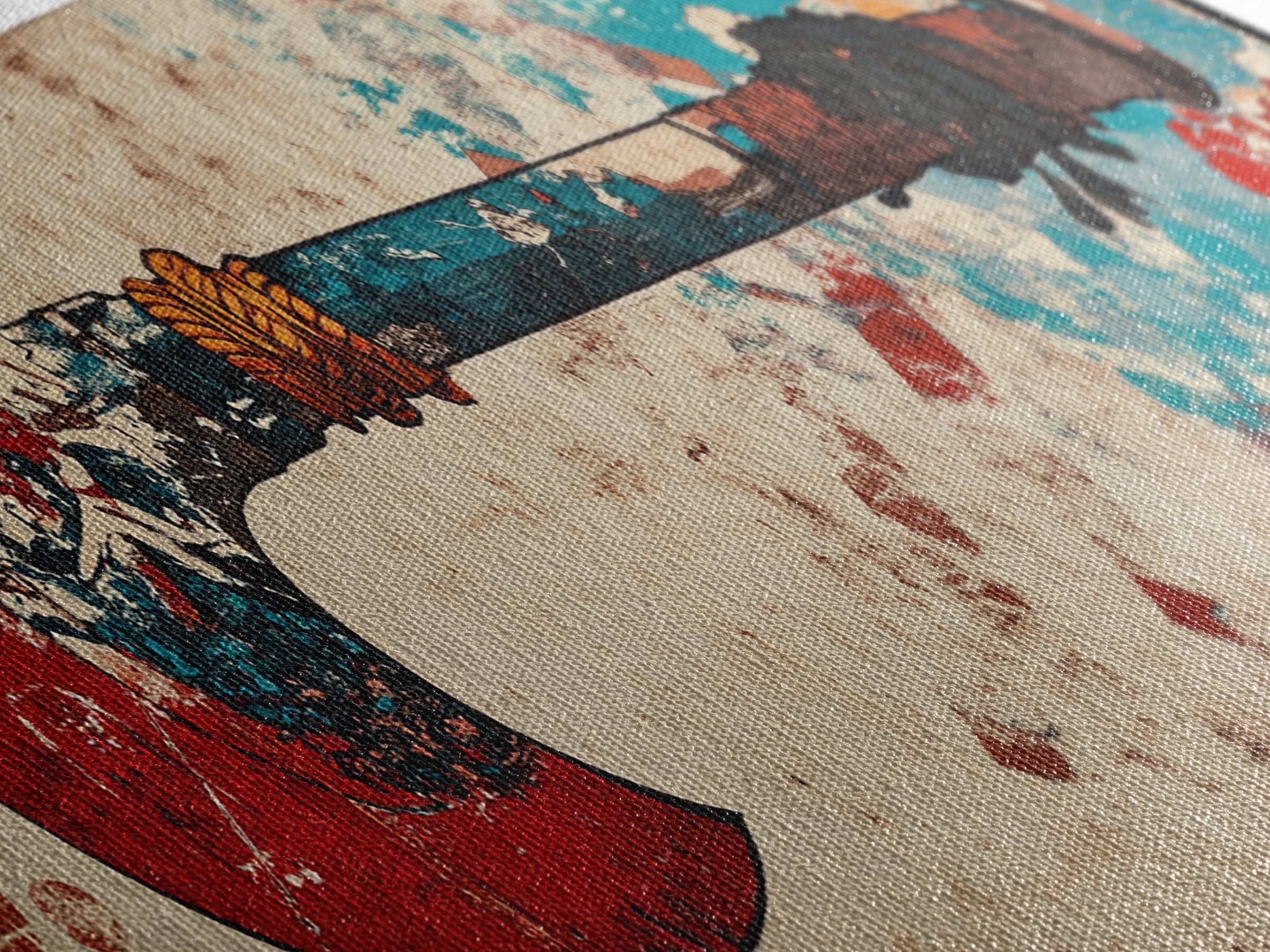 Red Blade Tribal Axe Wall Art, Grunge Weapon Illustration, Rustic Man Cave Decor, Bold African Inspired Canvas Print, Office Decor