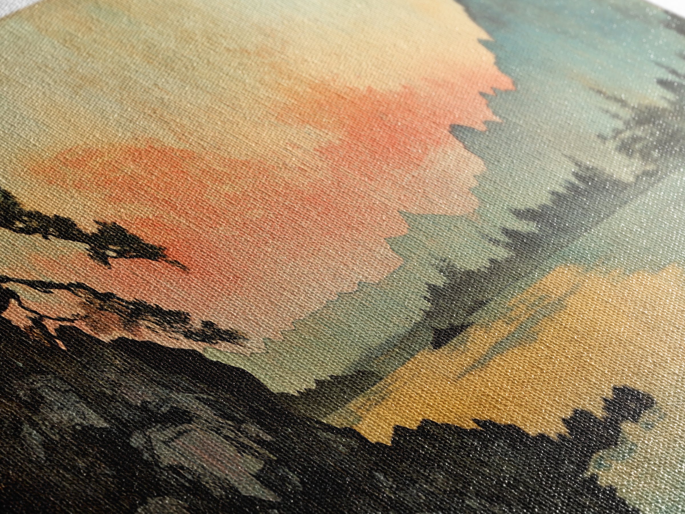 Japanese Lake Sunset With Lone Pine Wall Art, Panoramic Landscape Print, Japandi Decor, Serene Living Room Wall Decor, Home Decor