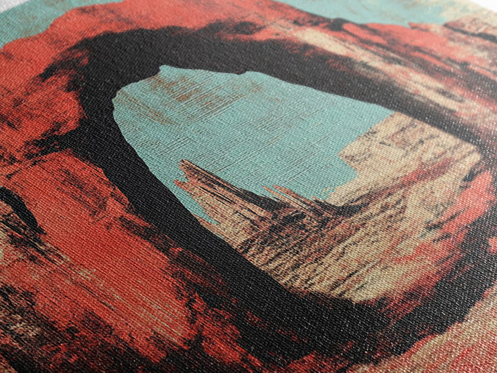 Red Desert Arch And Turquoise Sky Wall Art, Southwestern Landscape Print, Arizona Decor, Modern Rustic Living Room Canvas