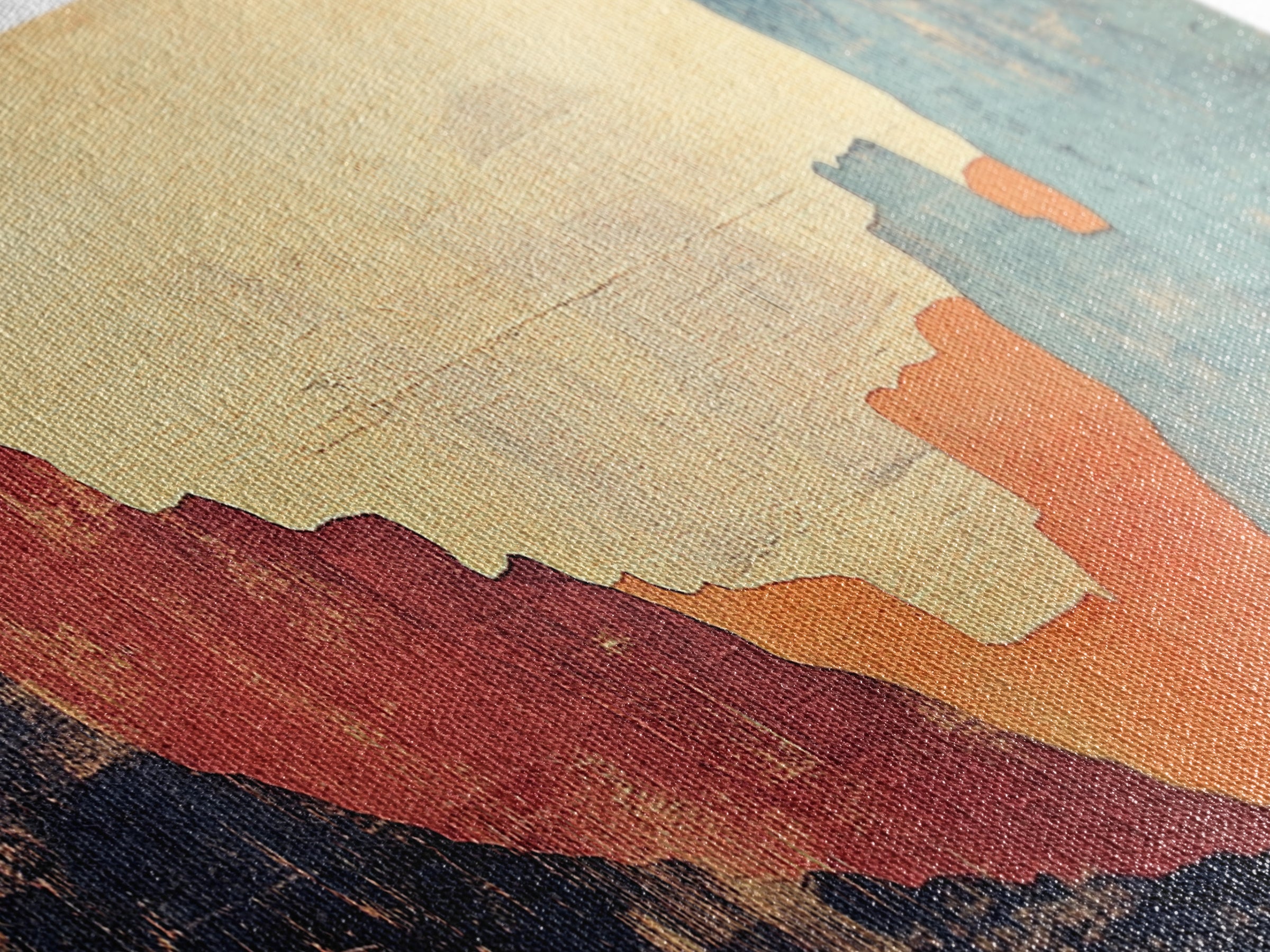 Abstract Desert Canyon Sunset Wall Art, Southwest Art Print, Earth Tone Decor, Minimalist Landscape, Large Horizontal Art