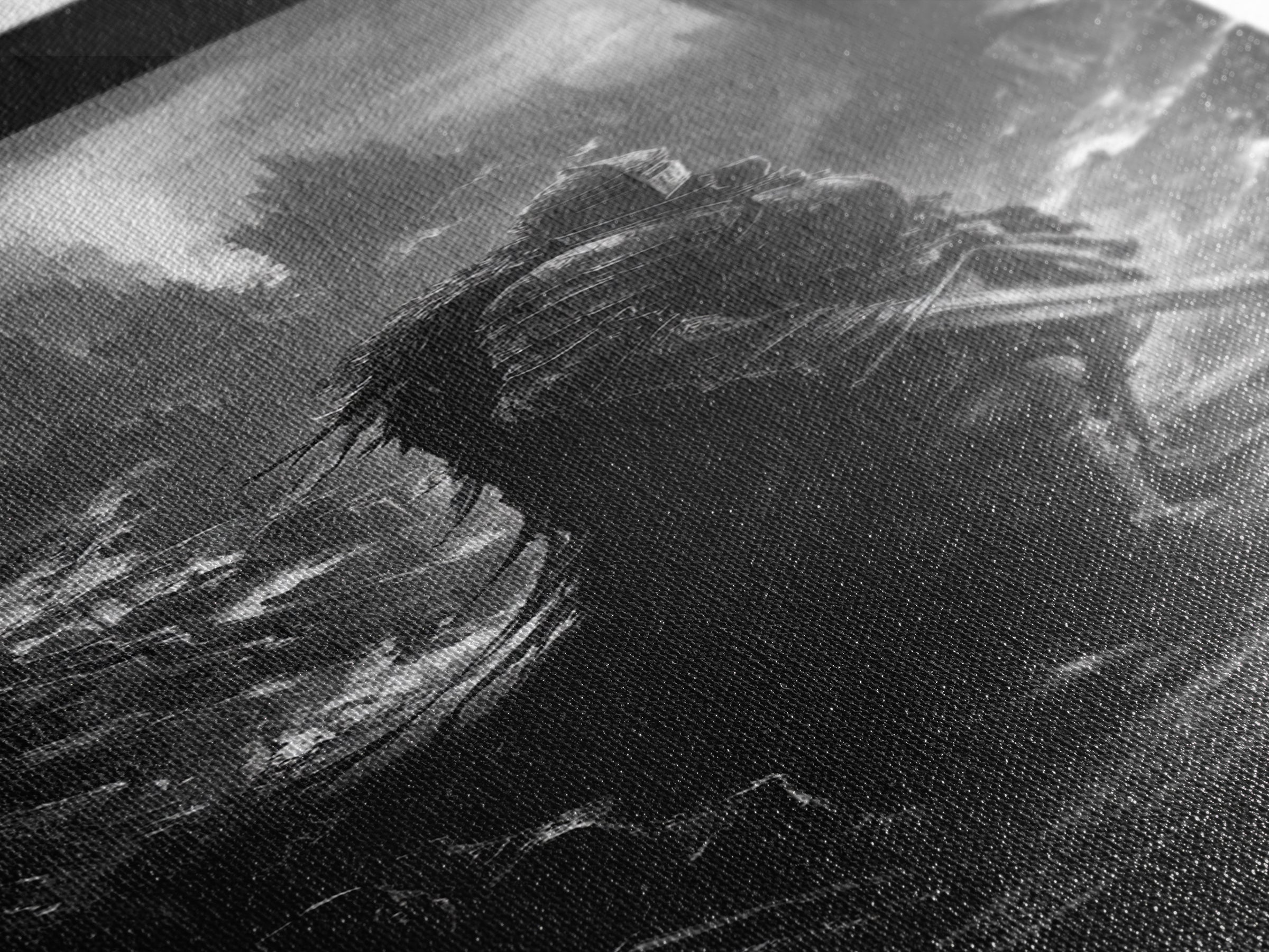 Dark Armored Knight In Ruined Gothic Valley Wall Art, Black And White Fantasy Art, Dark Academia Decor, Gothic Wall Decor