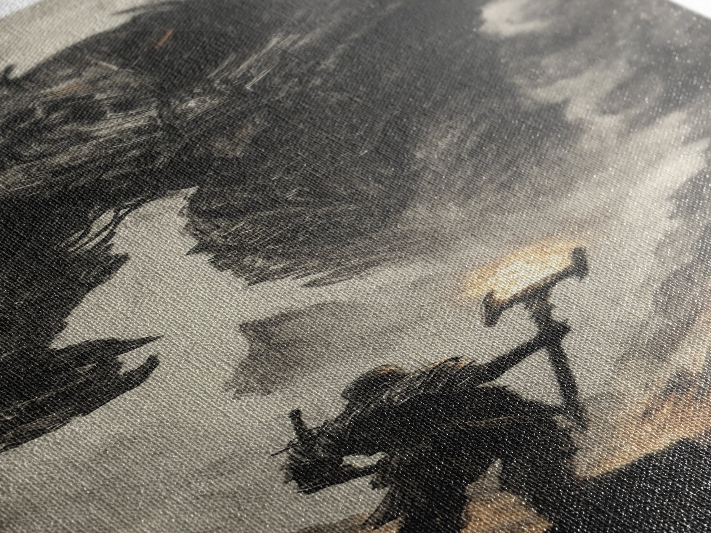 Torch Bearer Facing Colossal Demon, Dark Fantasy Wall Art, Gothic Canvas Print, Dramatic Warrior Statement Artwork Home Decor