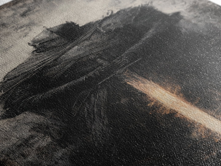 Dark Armored Knight With Glowing Sword Wall Art, Gothic Fantasy Canvas Print, Medieval Warrior Decor For Man Cave Office Decor