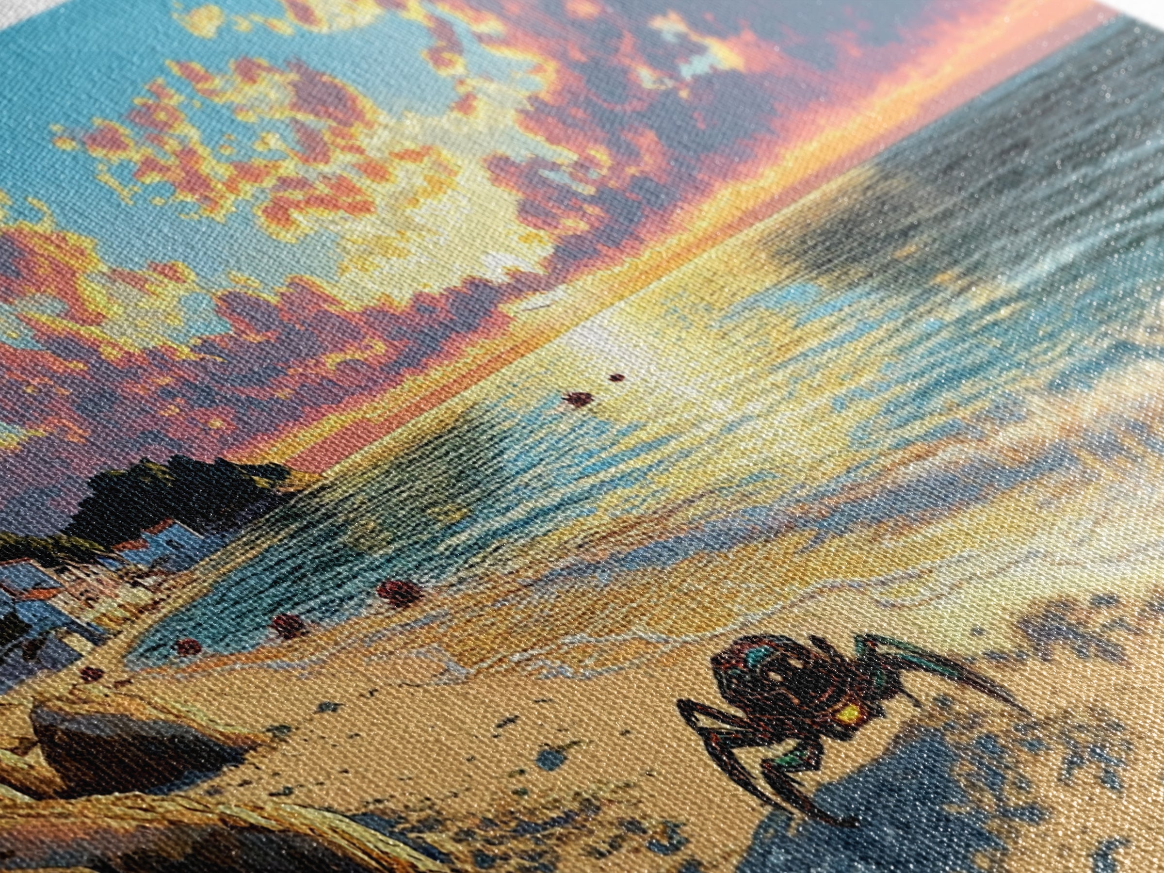 Crab On Golden Beach At Sunset Wall Art, Coastal Seascape Print, Ocean House Decor, Tropical Living Room Canvas Gift For Her