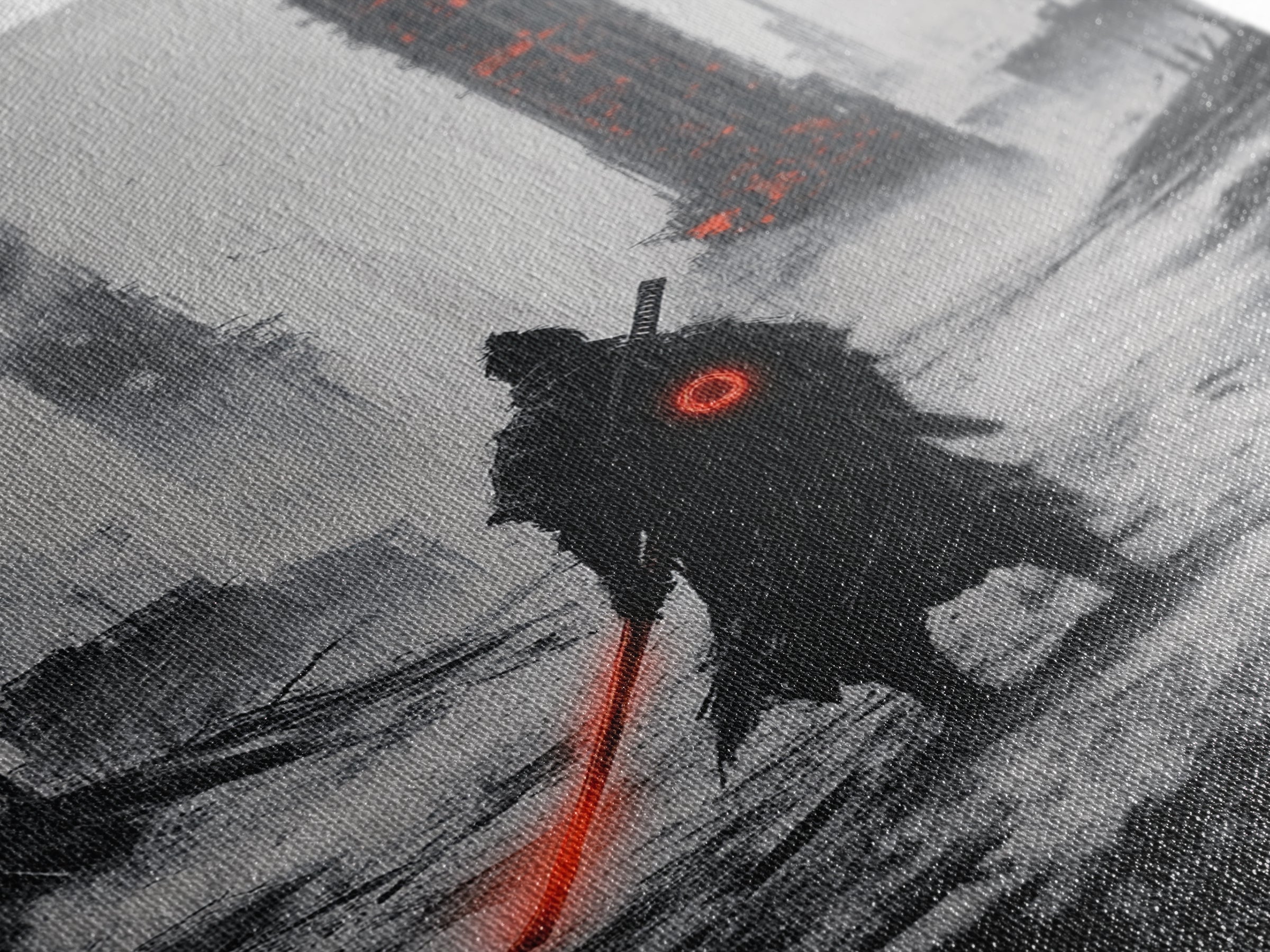 Dark Cyberpunk Warrior In Snowy Dystopian City Wall Art, Sci Fi Fantasy Poster, Futuristic Office Decor, Gamer Room Gift For Him