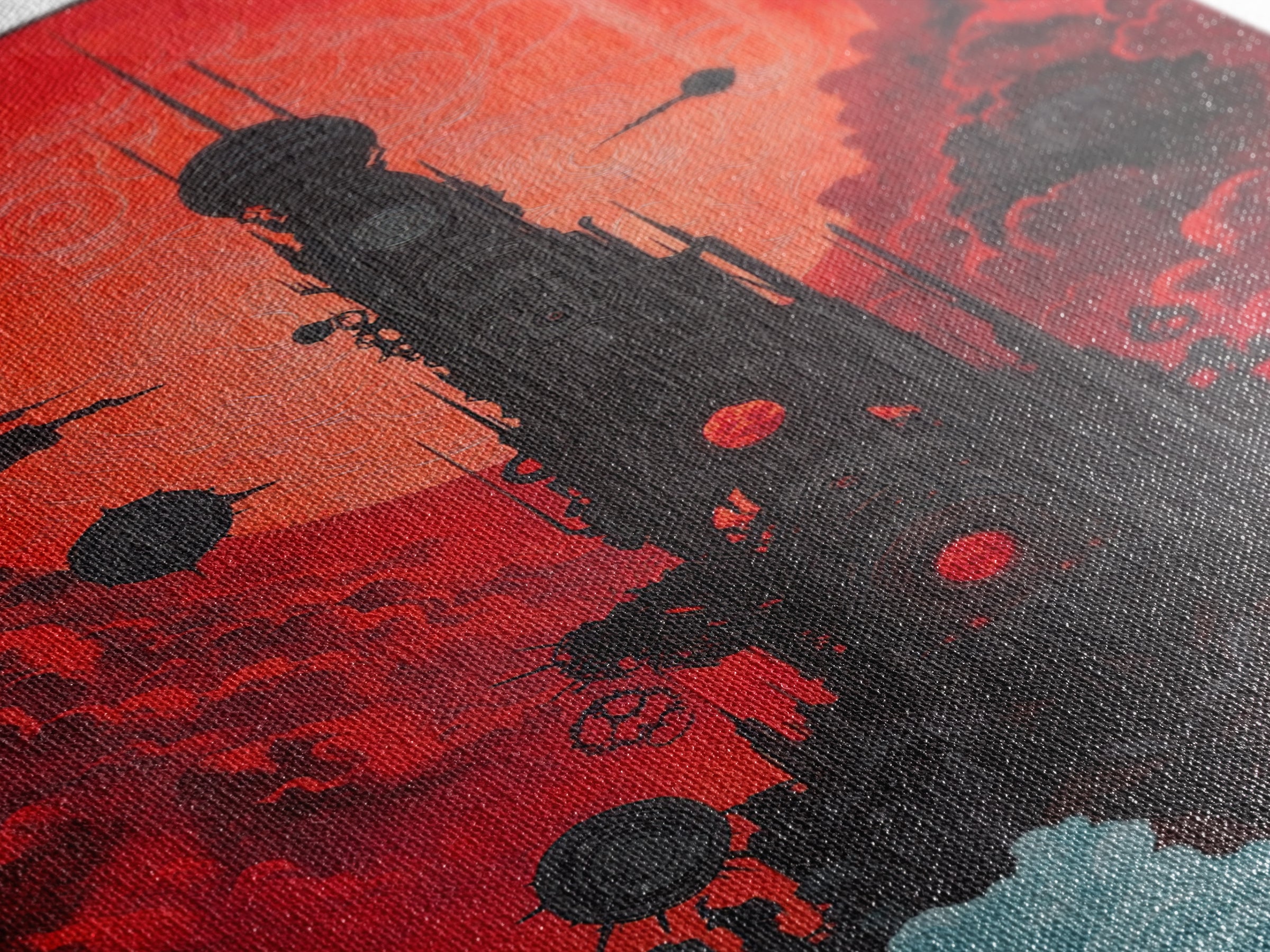Red Moon Futuristic Tower Wall Art, Dark Sci Fi Cityscape Poster, Cyberpunk Gothic Decor For Gaming Room And Office Decor