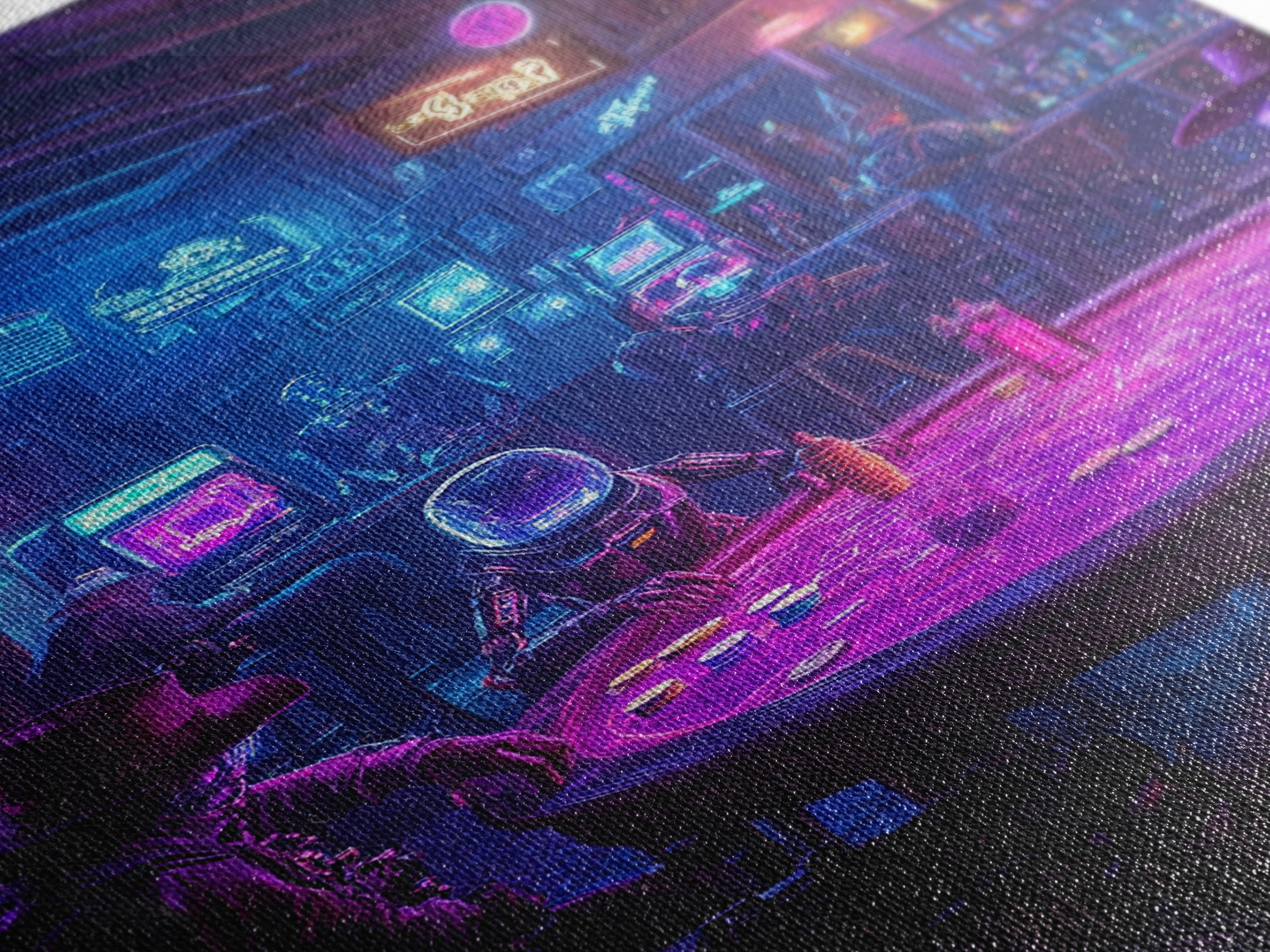 Neon Cyberpunk Poker Saloon Wall Art, Futuristic Western Canvas Print, Man Cave Decor, Game Room Art, Sci Fi Gift For Him