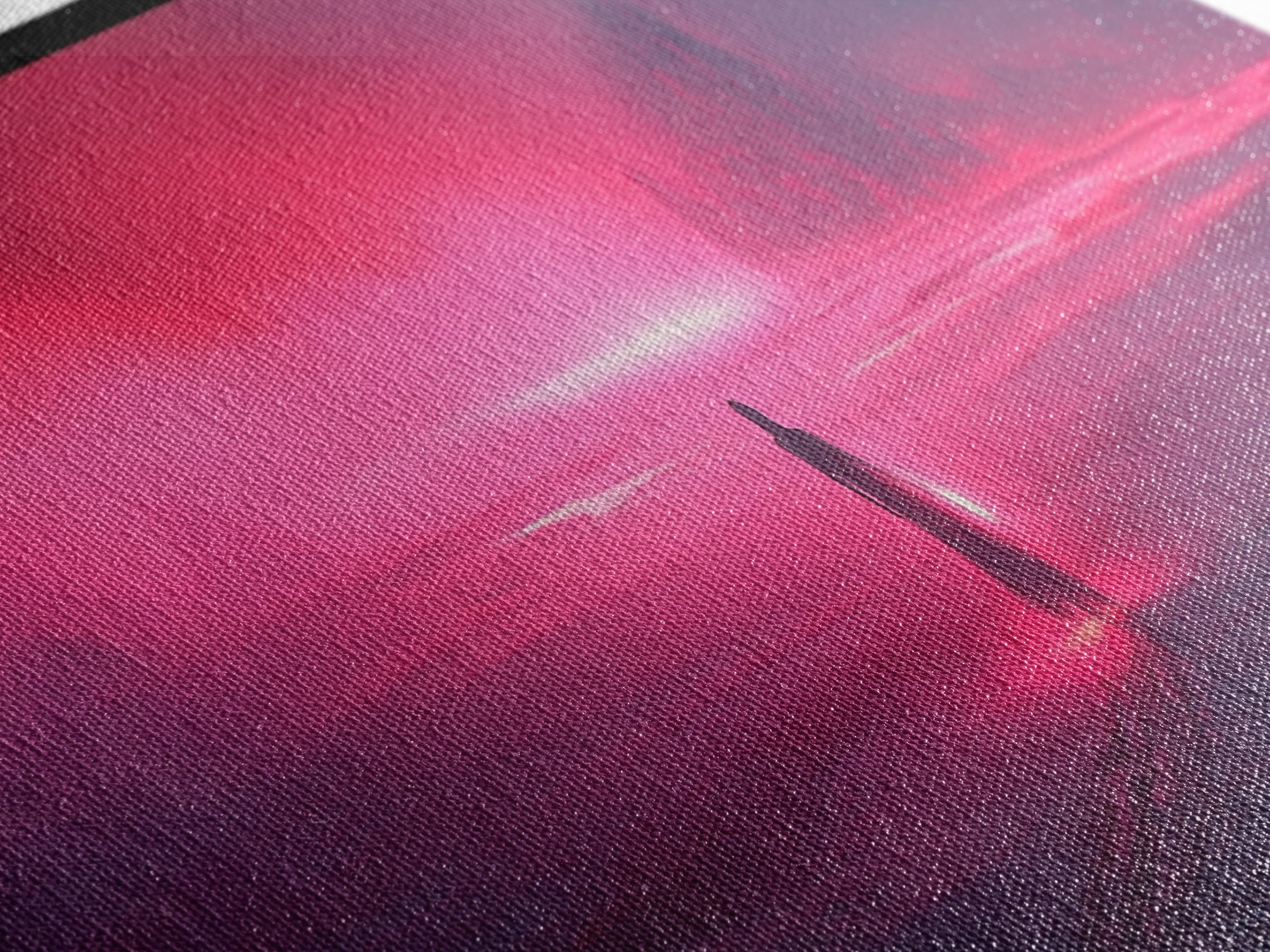 Lone Traveler In Magenta Alien Fog Wall Art, Sci Fi Landscape Canvas, Futuristic Decor, Neon Pink Living Room Art Print Gift