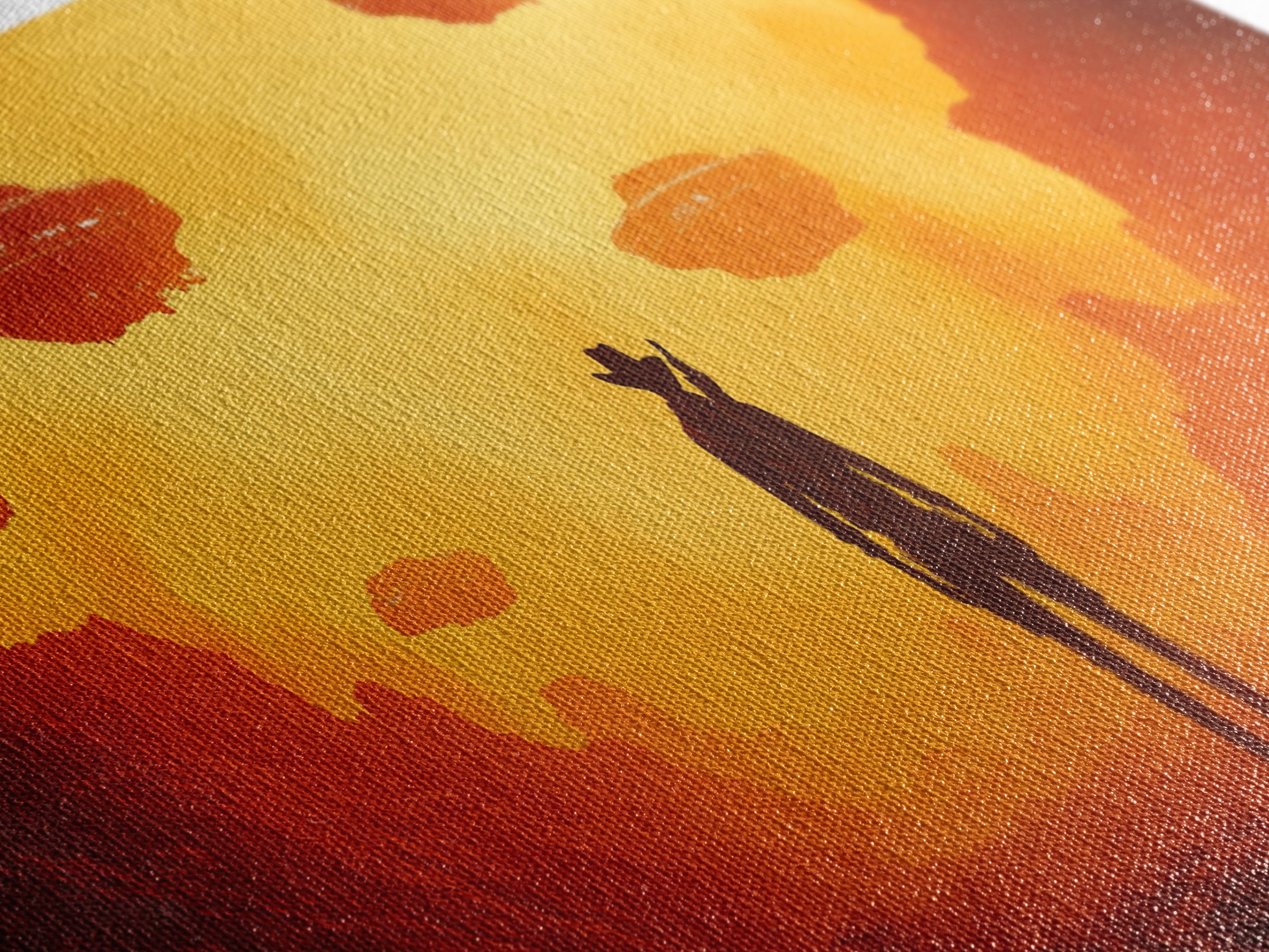 Orange Alien Canyon With UFOs And Cowboy Wall Art, Retro Sci Fi Western Canvas Print, Desert Landscape Decor Gift For Him