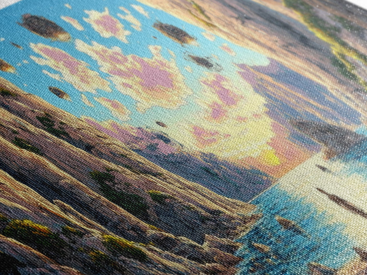 Alien Canyon Lagoon Canvas Print, Floating Rocks Fantasy Landscape, Panoramic Sci Fi Wall Decor, Large Modern Living Room Art