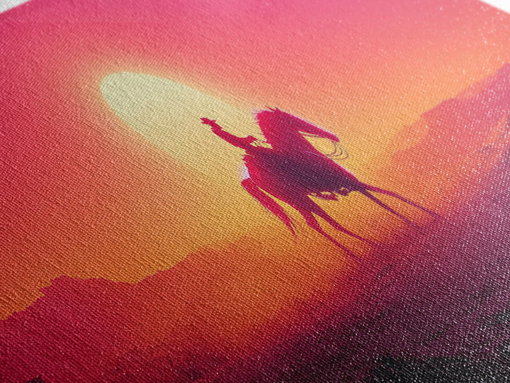 Silhouette Cowboy Riding Horse At Desert Sunset Wall Art, Western Landscape Print, Southwestern Decor, Gift For Him, Man Cave Decor