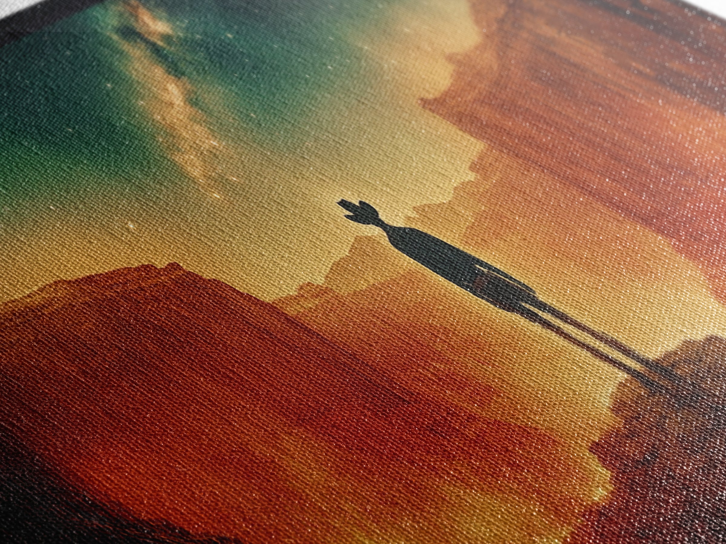 Milky Way Canyon Cowboy Wall Art, Western Desert Canvas Print, Sci Fi Night Sky Decor, Panoramic Office Decor Living Room Art