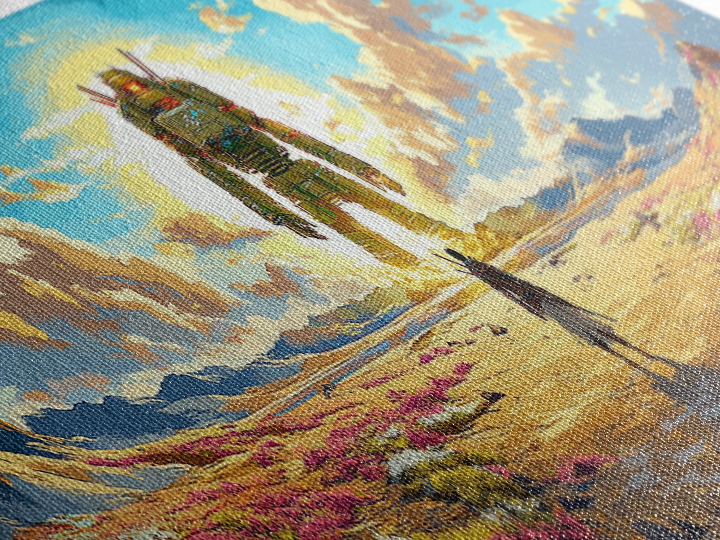 Colossal Mech And Wanderer Wall Art, Panoramic Canvas Print, Futuristic Landscape, Sci Fi Decor, Large Gaming Room Decor