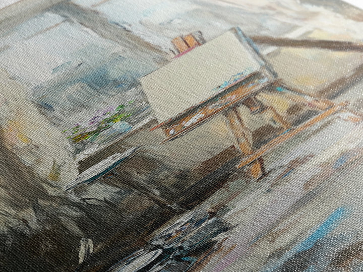 Sunlit Artist Studio Easel Wall Art, Impressionist Oil Painting, Creative Office Decor, Neutral Home Decor, Gift For Artist