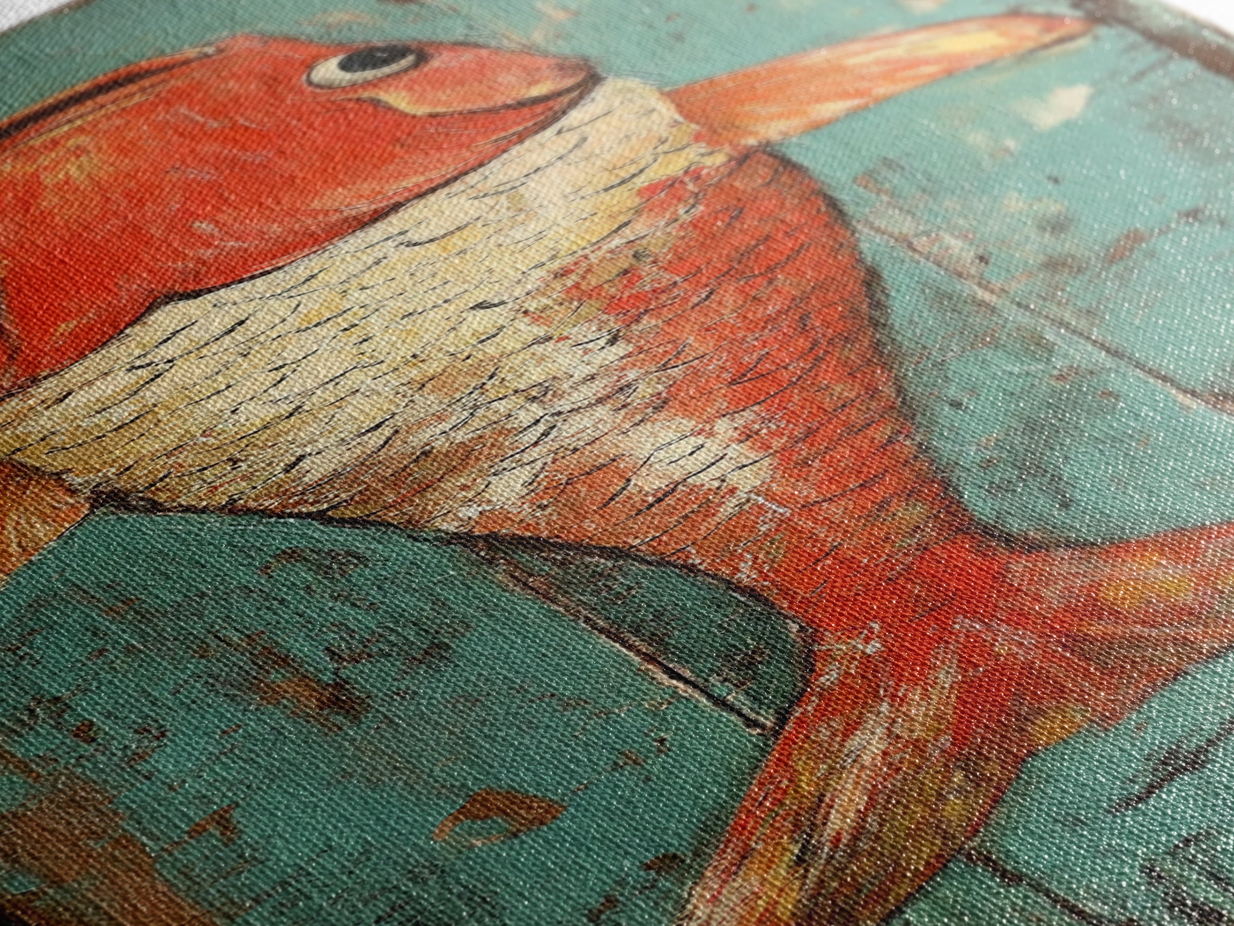 Red Koi Fish On Turquoise Wood Wall Art, Nautical Coastal Canvas Print, Rustic Beach House Decor, Ocean Lover Gift For Him
