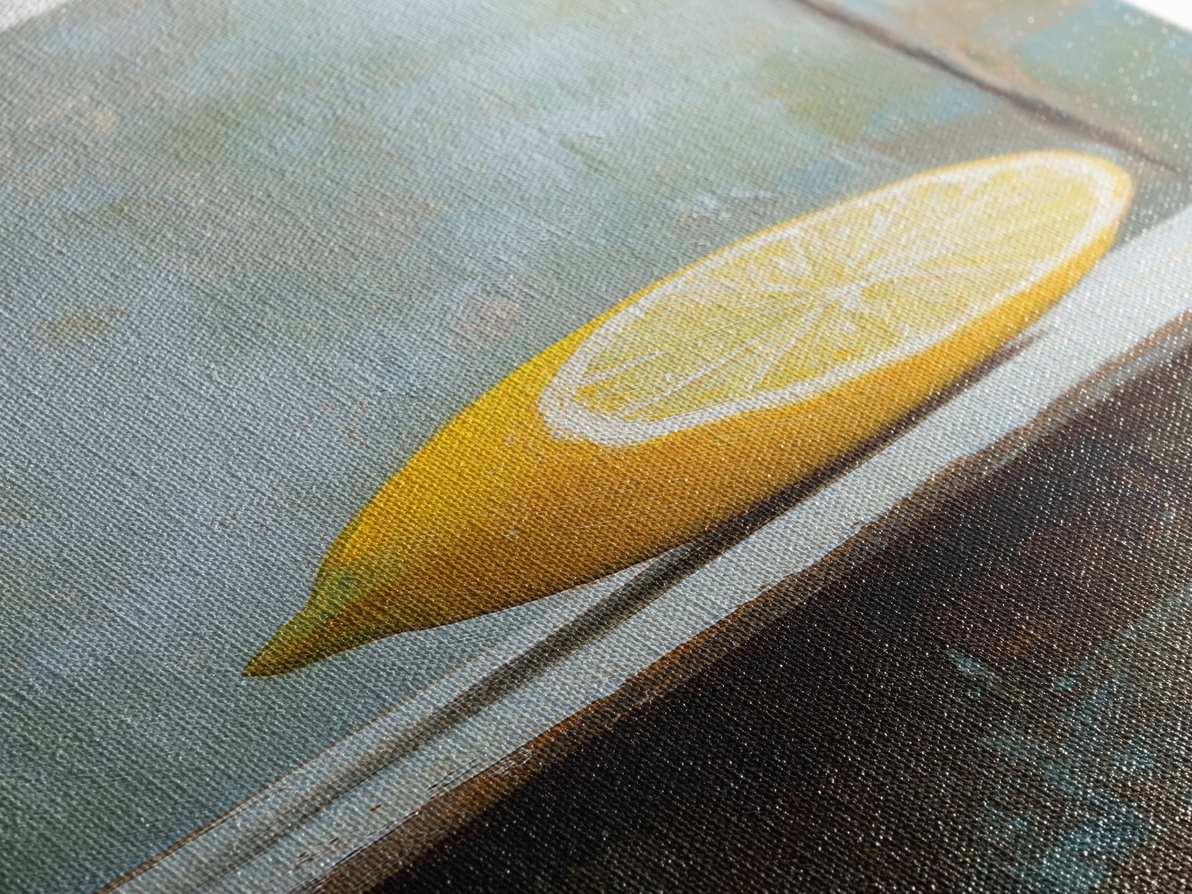 Bright Lemon Slice Canvas Print, Minimalist Kitchen Wall Art, Fruit Still Life, Mediterranean Decor, Modern Home Decor Gift