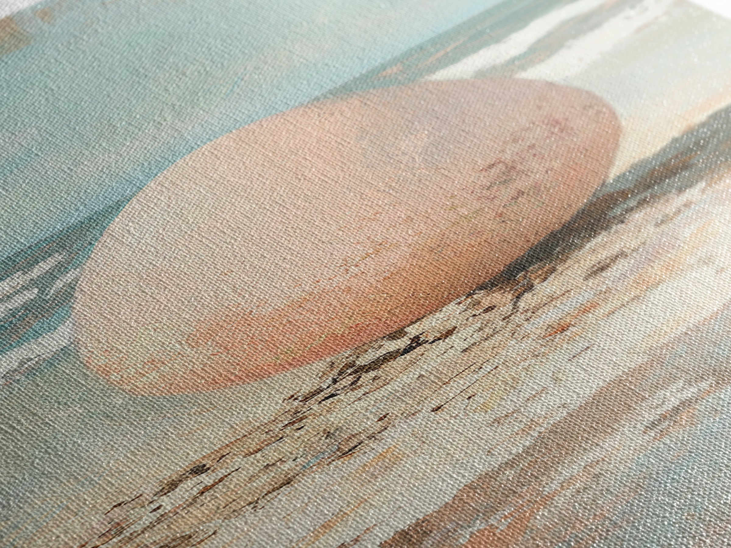 Speckled Egg On Sandy Beach Canvas Print, Surreal Coastal Wall Art For Beach House Decor, Ocean Wall Decor And Unique Gift