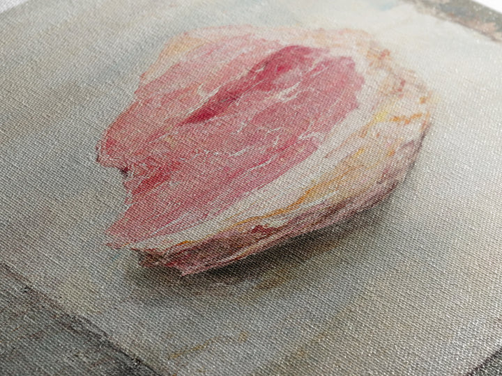 Pink Rose Quartz Crystal Oil Painting Wall Art, Boho Spiritual Home Decor, Celestial Gift For Her, Mystical Canvas Print