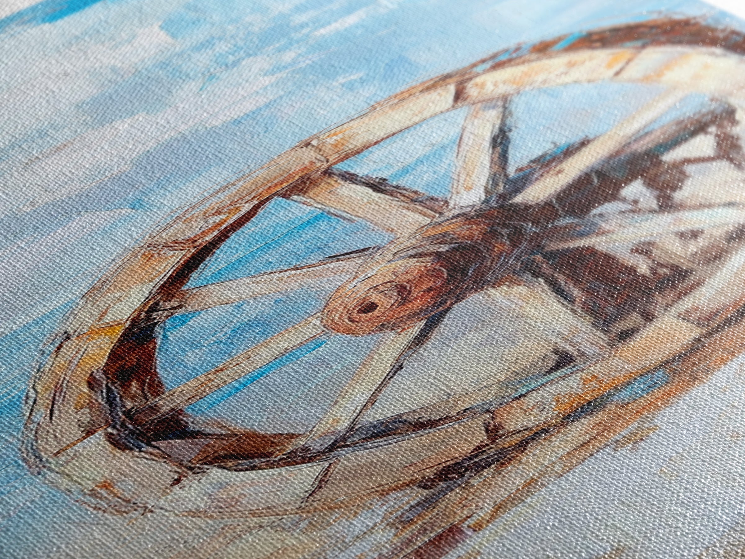 Weathered Wagon Wheel By Blue Sky Canvas Print, Rustic Western Wall Art, Farmhouse Decor, Country Home Wall Decor, Large Living Room Decor