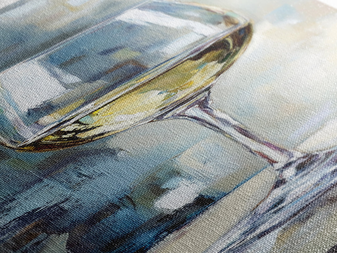 White Wine Glass Still Life Framed Canvas Print, Bar Art, Kitchen Wall Art, Wine Lover Gift, Elegant Dining Room Decor, Home Decor