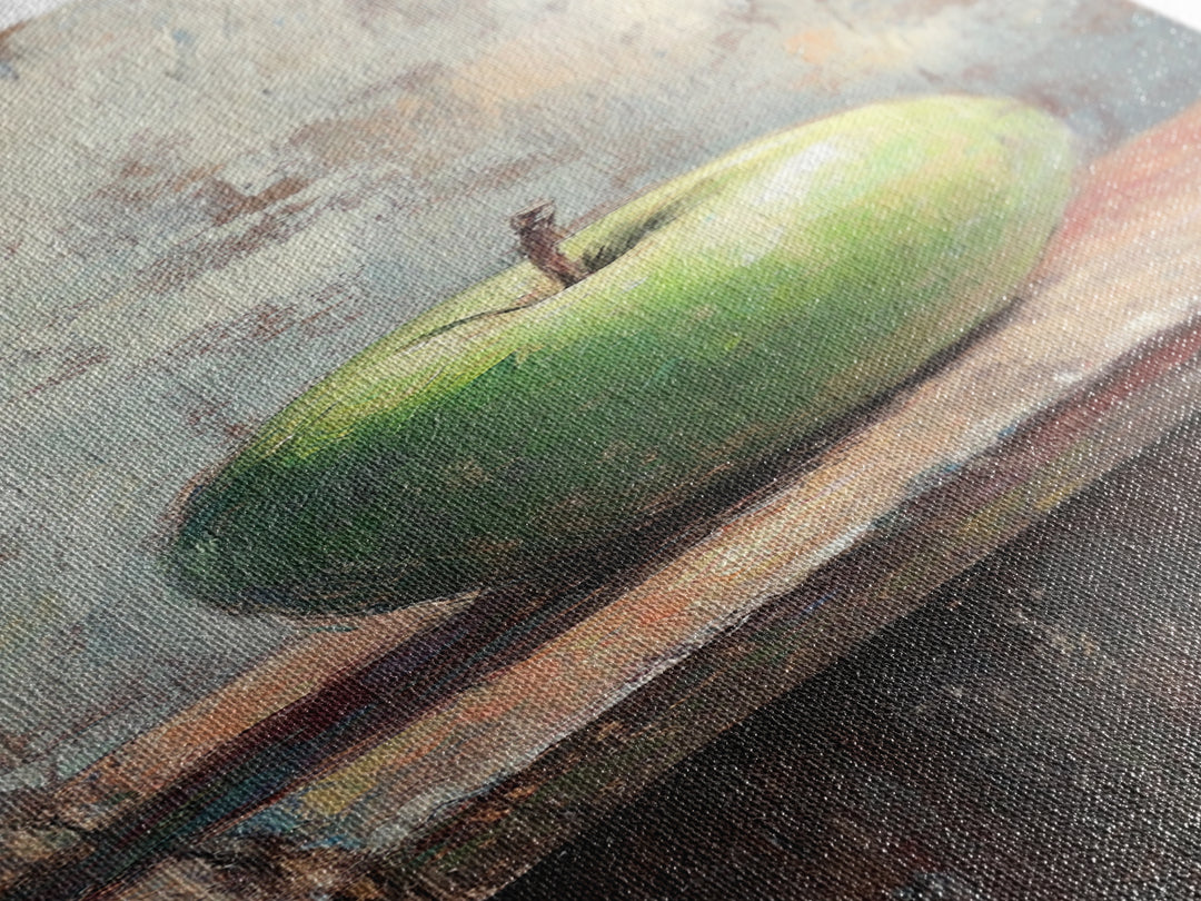 Green Apple Still Life Wall Art, Rustic Kitchen Canvas Print For Farmhouse Decor, Fruit Art, Dining Room Decor, Gift For Her