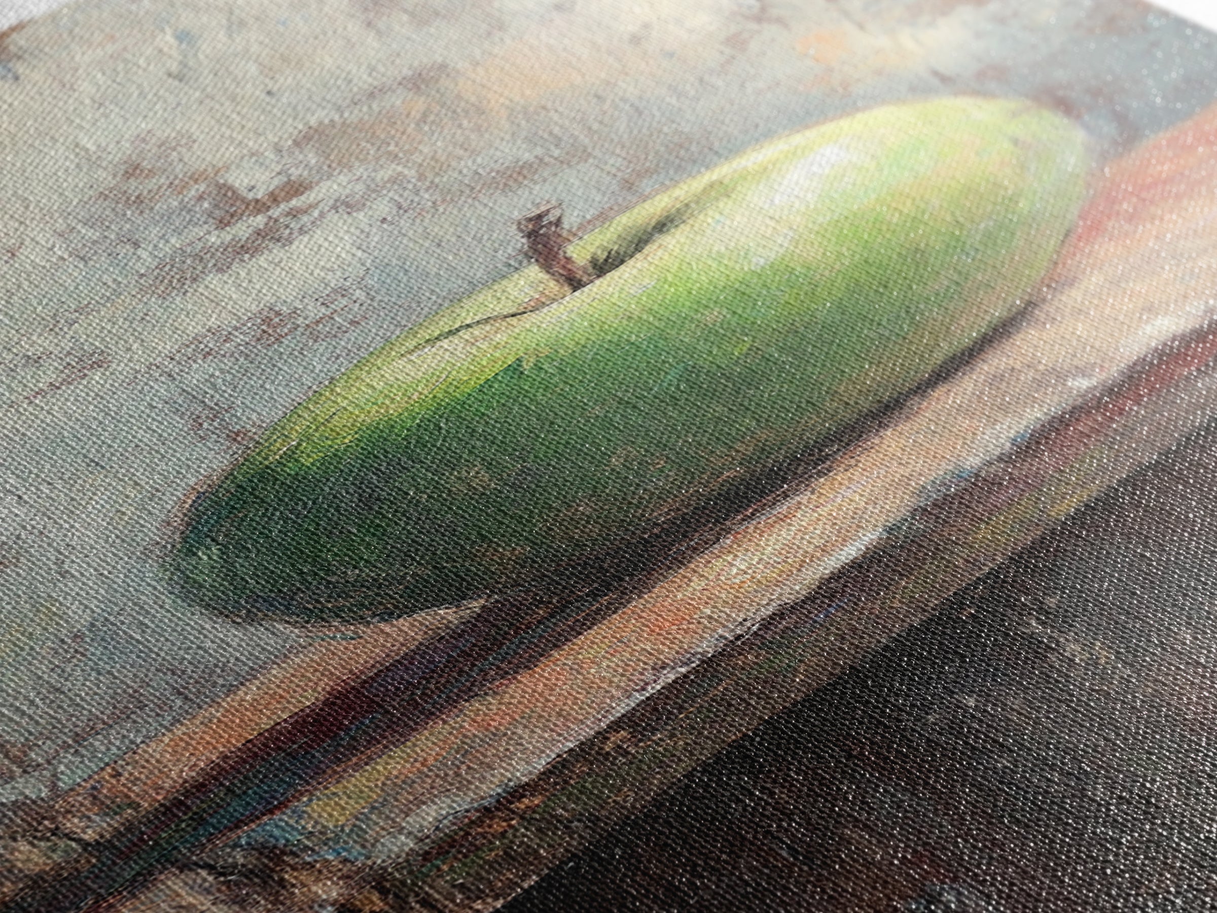 Green Apple Still Life Wall Art, Rustic Kitchen Canvas Print For Farmhouse Decor, Fruit Art, Dining Room Decor, Gift For Her