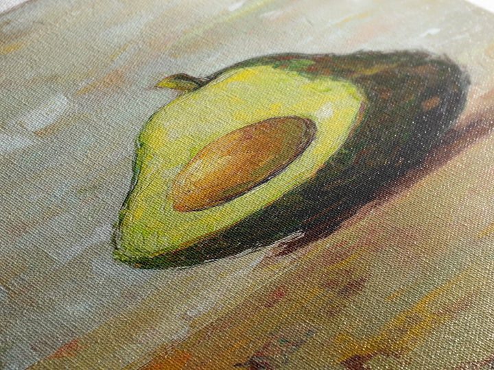 Avocado Half Still Life Canvas Print, Kitchen Wall Art, Foodie Home Decor, Rustic Kitchen Decor, Gift For Food Lover, Dining Room Decor