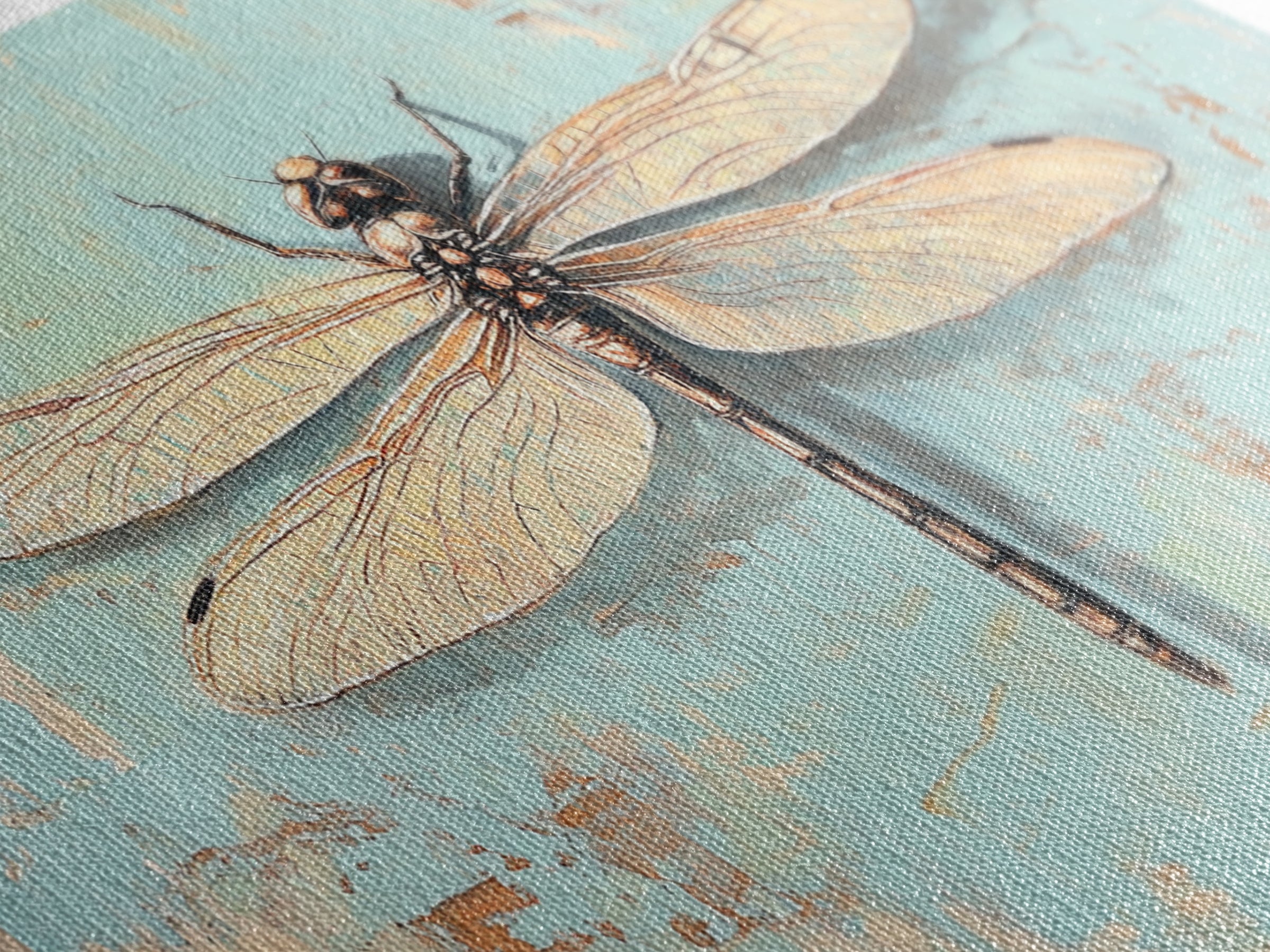 Detailed Dragonfly Insect Wall Art, Nature Canvas Print, Entomology Decor, Botanical Wall Decor, Rustic Wildlife Art, Home Decor