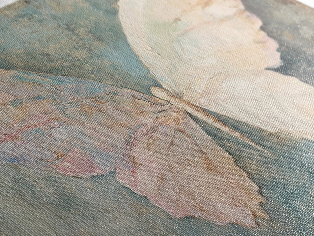 Soft White Butterfly Wings Wall Art, Whimsical Canvas Print, Feminine Nursery Decor, Nature Inspired Gift, Pastel Wall Decor