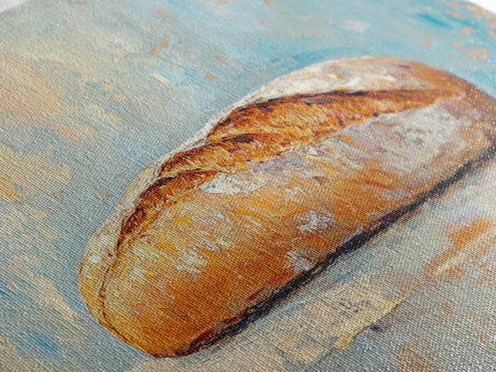 Crusty Baguette Bread Still Life Canvas Print, Kitchen Wall Art, French Bakery Decor, Rustic Farmhouse Home Decor, Foodie Gift