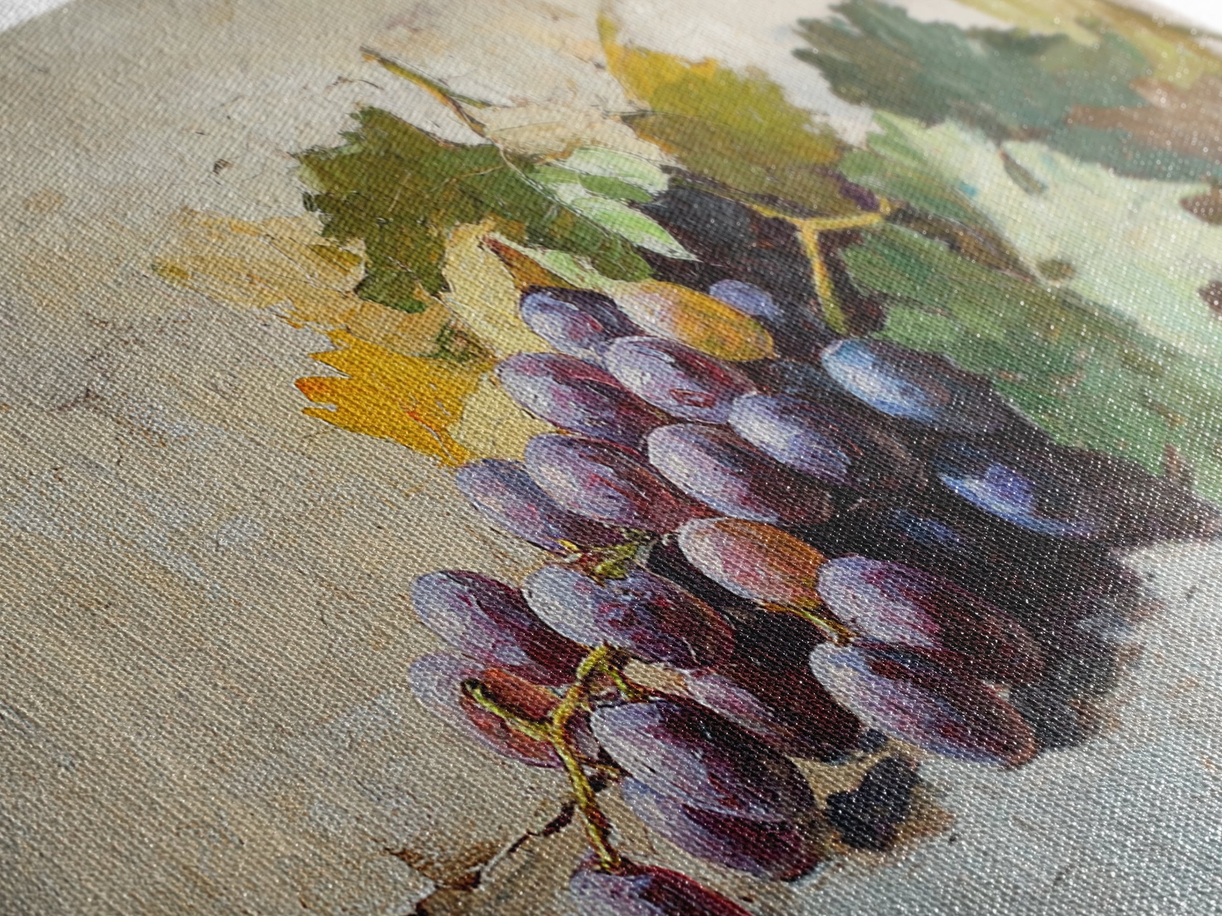 Purple Grapes Still Life Canvas Print, Rustic Kitchen Wall Art, Vineyard Decor, Wine Country Print, Farmhouse Dining Room
