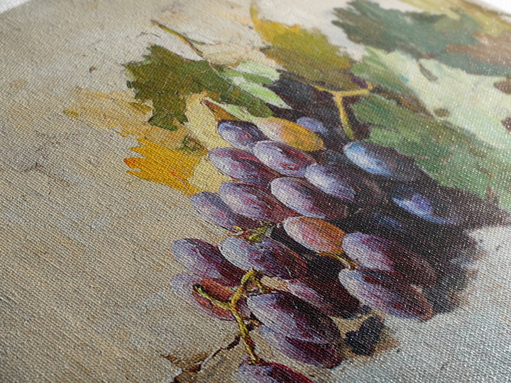 Purple Grapes Still Life Canvas Print, Rustic Kitchen Wall Art, Vineyard Decor, Wine Country Print, Farmhouse Dining Room