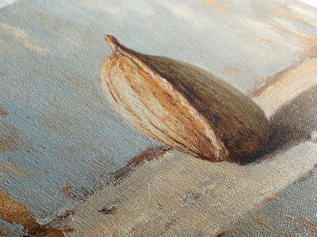 Single Fig Still Life Canvas Print, Rustic Kitchen Wall Art, Neutral Farmhouse Decor, Food Painting For Dining Room Wall Decor