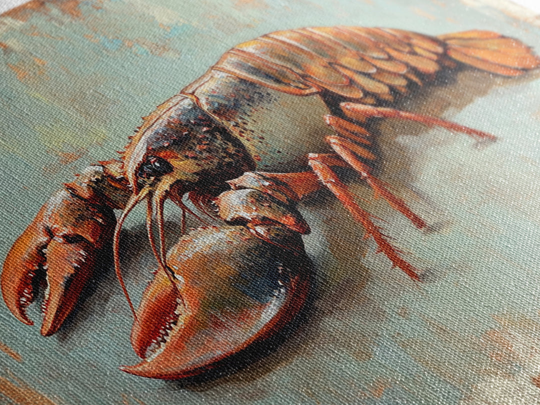 Red Lobster Seafood Still Life Wall Art, Coastal Kitchen Decor, Nautical Canvas Wall Art, Beach House Dining Room Gift Idea