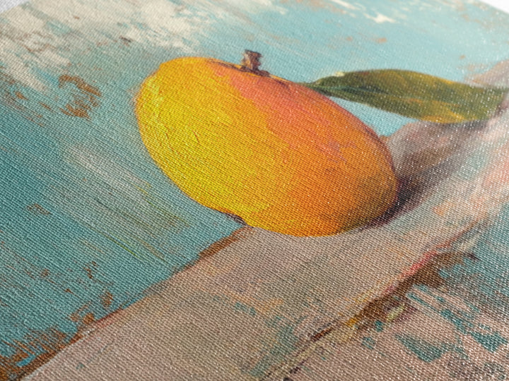 Golden Mango Fruit Still Life Wall Art, Colorful Kitchen Canvas Print, Tropical Farmhouse Decor, Foodie Housewarming Gift