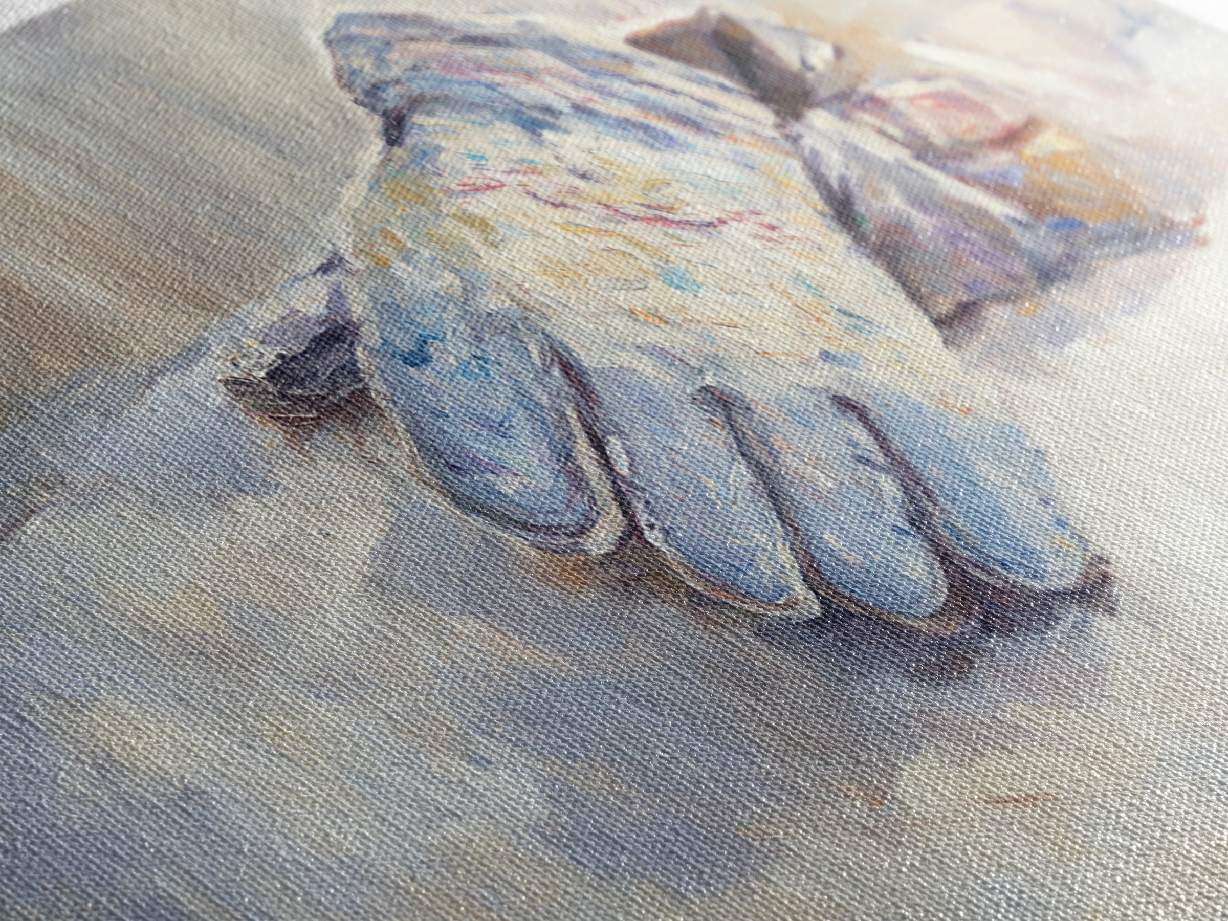 Snowy Blue Winter Glove Oil Painting Wall Art, Rustic Cabin Decor, Neutral Home Decor, Cozy Bedroom Art, Housewarming Gift