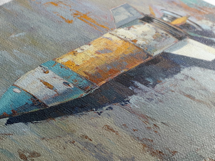 Retro Rocket Ship Oil Painting Wall Art, Space Lover Gift, Sci Fi Wall Decor, Industrial Art Print, Futuristic Home Decor