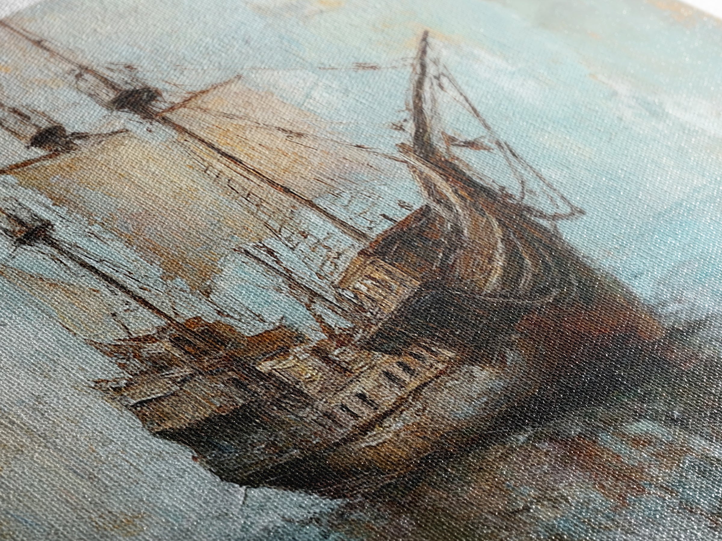 Antique Sailing Ship Seascape Wall Art, Nautical Canvas Print For Coastal Home Decor, Beach House Decor, And Ocean Wall Decor