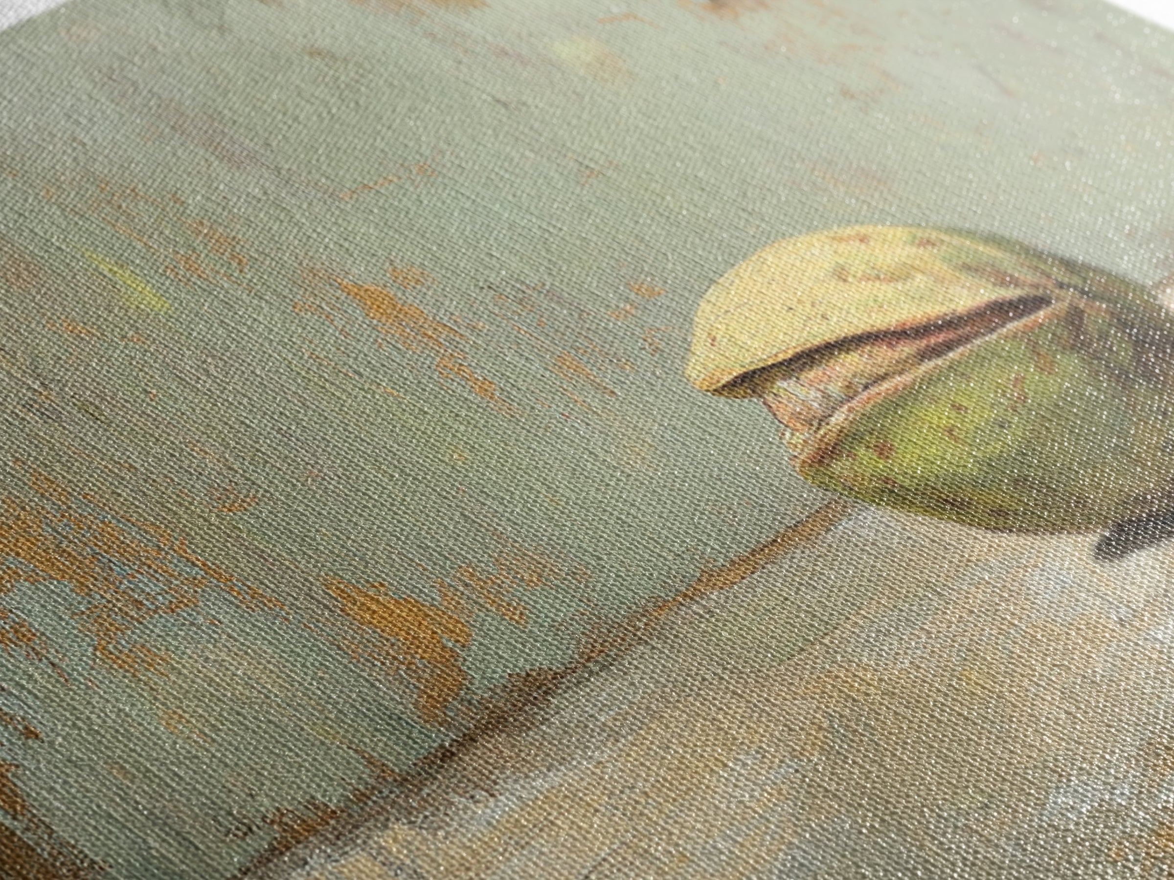 Minimal Pistachio Nut Still Life Wall Art, Organic Kitchen Canvas Print For Farmhouse Decor And Neutral Dining Room Decor