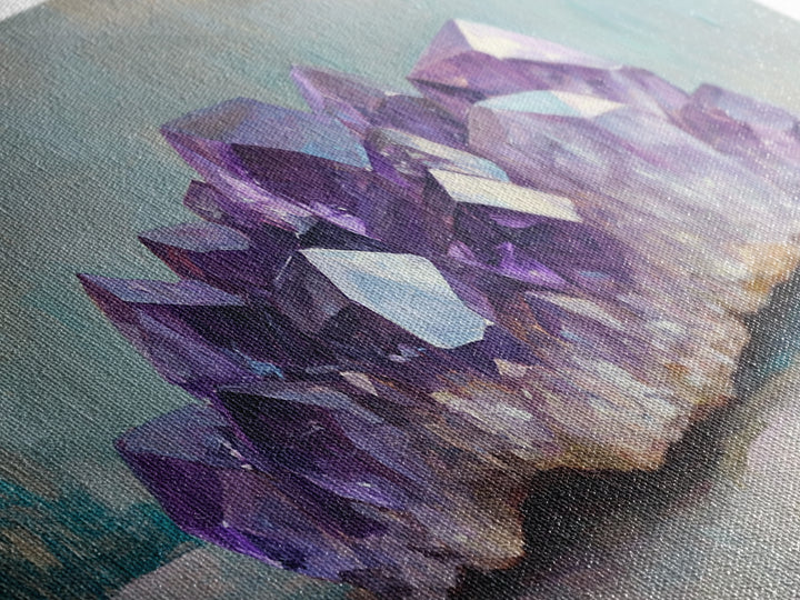 Purple Amethyst Crystal Cluster Wall Art, Gemstone Painting, Spiritual Decor, Zen Home Decor, Mystical Wall Decor, Gift For Her