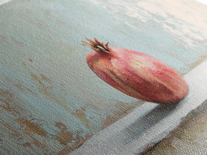 Single Pomegranate Still Life Wall Art, Fruit Painting, Kitchen Wall Art, Mediterranean Decor, Minimalist Food Art, Gift For Foodie