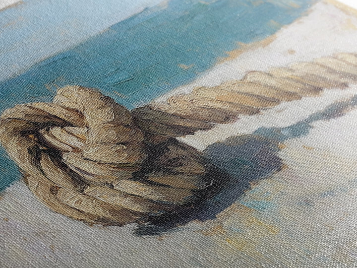 Weathered Nautical Rope Knot Canvas Print, Coastal Wall Art, Beach House Decor, Ocean Art Print, Rustic Seaside Gift, Gift For Him