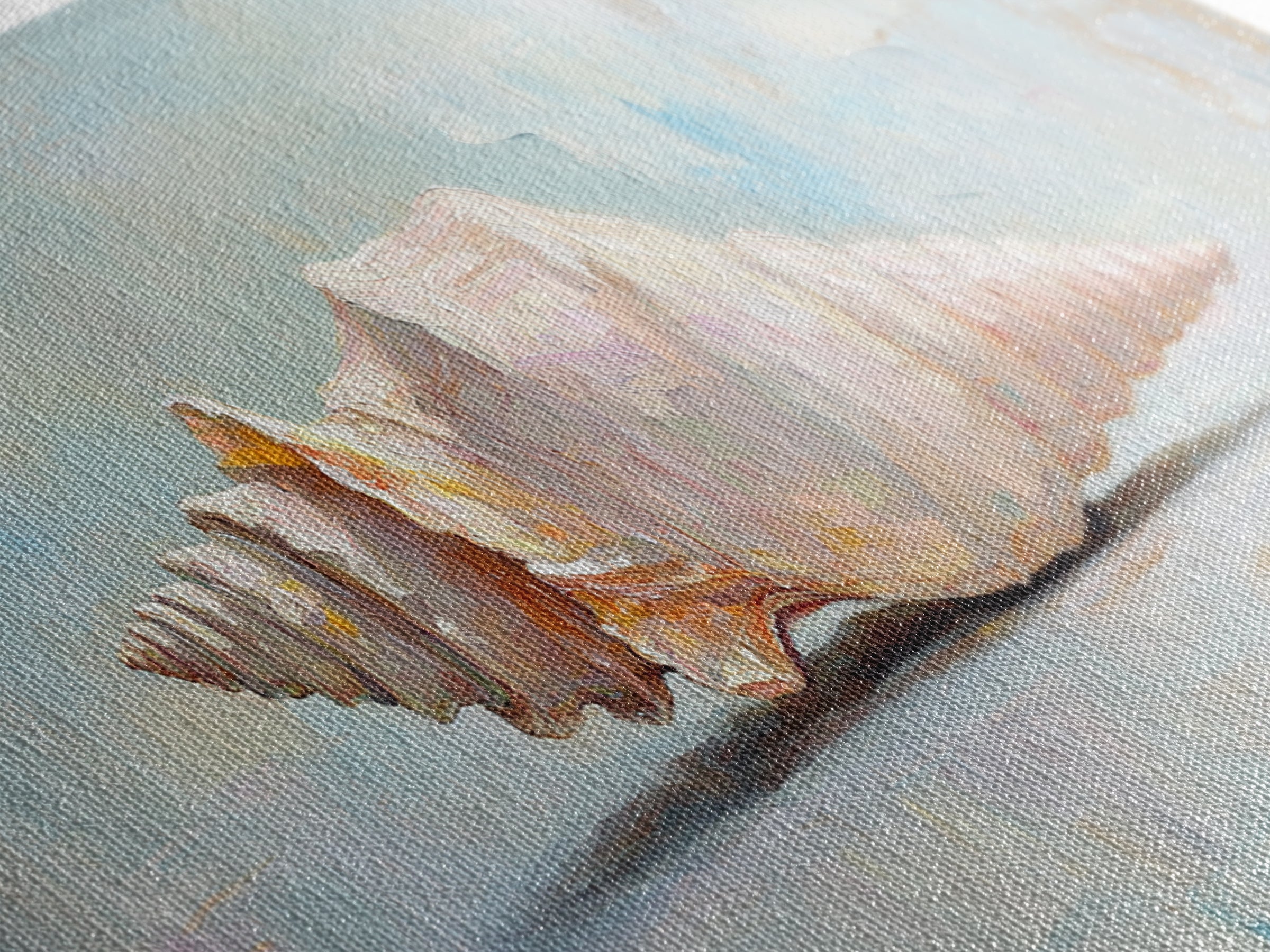 Soft Pastel Conch Shell Canvas Print, Coastal Wall Art, Beach House Decor, Ocean Art Print, Minimalist Coastal Decor Gift For Her