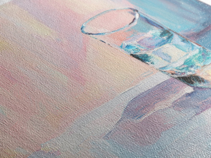 Pastel Glass Of Water Still Life Canvas Print, Minimalist Wall Art, Soft Abstract Kitchen Decor, Modern Home Decor Gift Idea