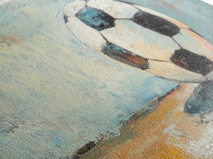 Classic Soccer Ball On Blue Abstract Background Wall Art, Sports Room Decor, Game Room Canvas Print, Gift For Him, Kids Room Art