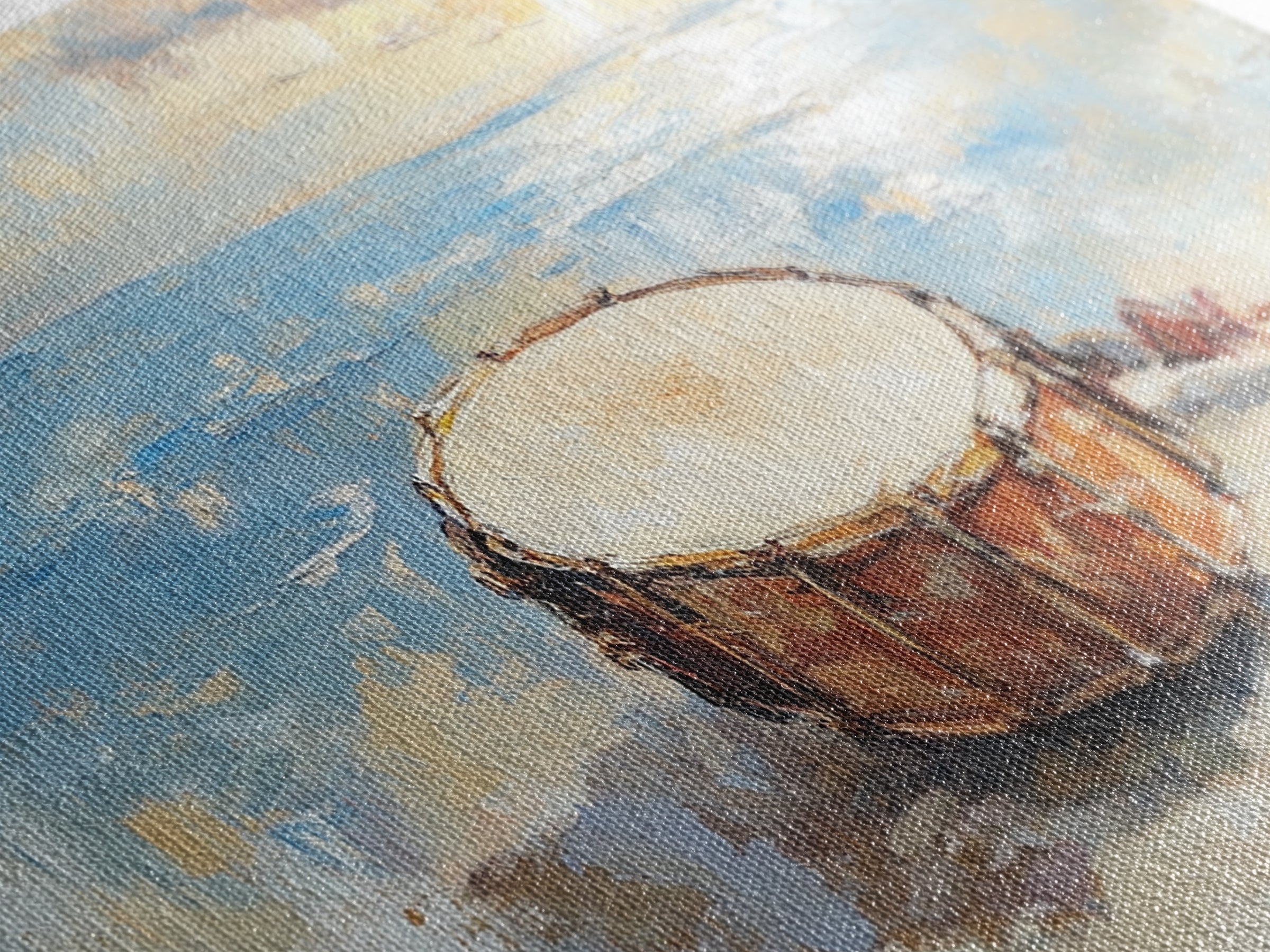 Weathered Beach Drum At Sunrise, Coastal Seascape Framed Canvas Print, Ocean Wall Art, Nautical Decor, Beach House Decor Gift