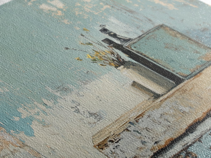 Rustic Blue Shelf Still Life Wall Art, Textured Coastal Farmhouse Kitchen Decor, Neutral Living Room Art Print, Housewarming Gift