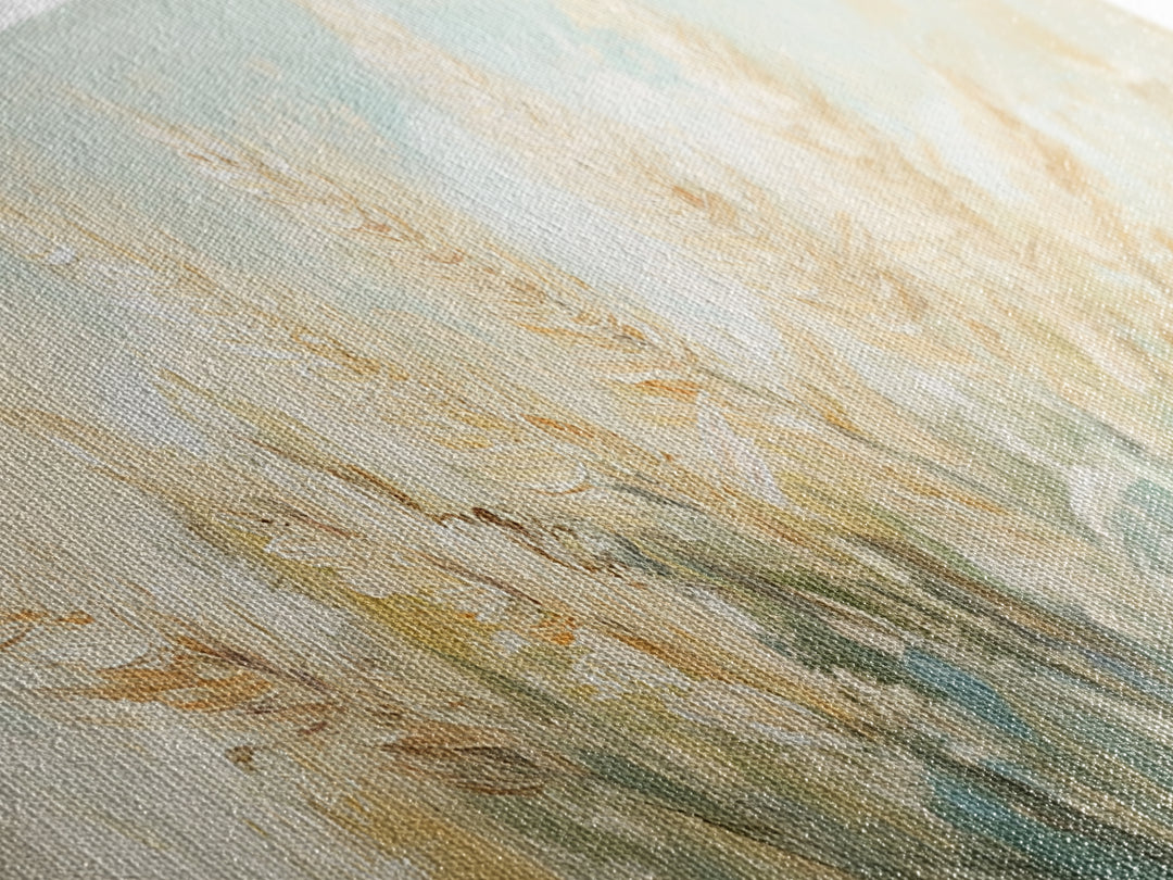 Golden Wheat Field Wall Art, Neutral Farmhouse Decor, Rustic Botanical Canvas Print, Earth Tone Above Sofa Living Room Art Gift